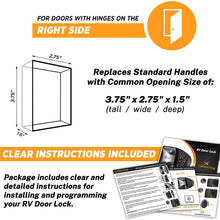 Carmtek - RV Keyless Entry Door Lock Latch Handle | RV Door Lock with Deadbolt, Keypad and Fob | Keyless RV Door Handle for Travel Trailer Camper, Made of Zinc Alloy (Back/Front)