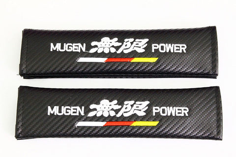 Mugen Spec-R Carbon Fiber Seat Belt Cover Shoulder Pad Cushion - 1 Pair