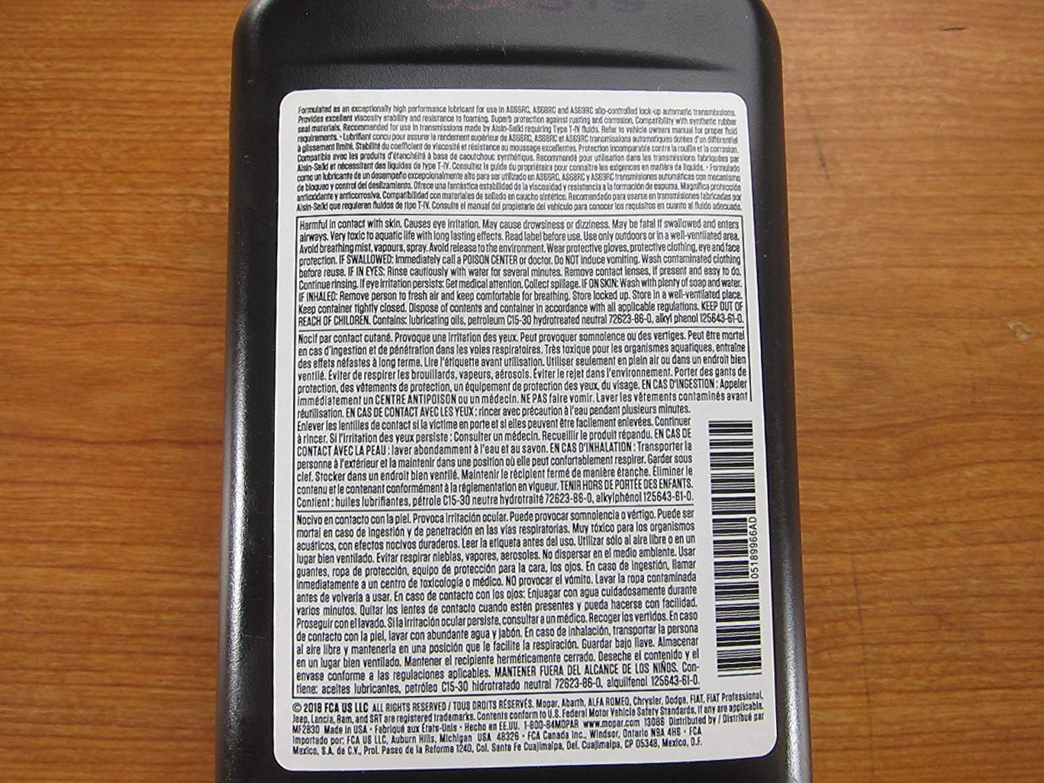 Mopar Six Quarts ASRC Automatic Transmission Fluid New OEM PartLimit