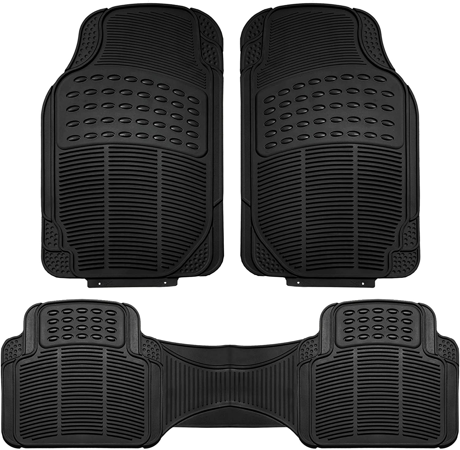 FH Group F11306GRAY Gray-Solid Trimmable Heavy Duty All Weather Floor Mats 3pc Full Set