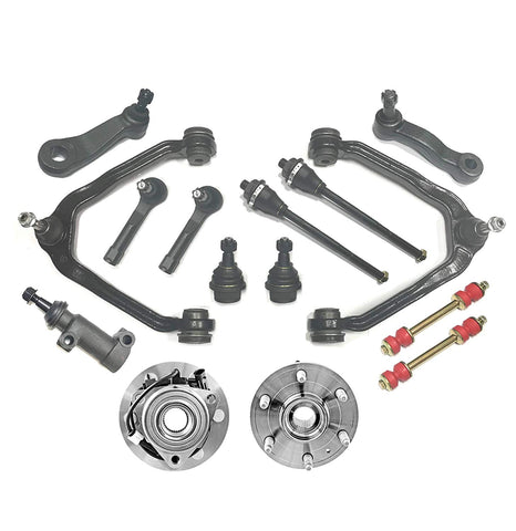 PartsW 15 Pc Suspension Kit For Chevrolet GMC Cadillac Escalade Avalanche Silverado Suburban Tahoe Sierra Yukon, Tie Rod Ends & Control Arms, Ball Joints & Sway Bars Wheel Bearing and Hub Assembly