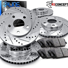 For Chevrolet Corvette Front Rear Drill Slot Brake Rotors Kit + Ceramic Brake Pads