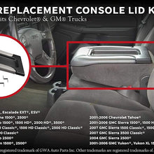 Center Console Lid Replacement Kit Gray - Replaces 924-811, 19127364, 19127365, 19127366, 924-812 - Fits Chevy Silverado, Avalanche, Tahoe, Suburban, GMC Sierra, Yukon - Interior Armrest Hinge Latch