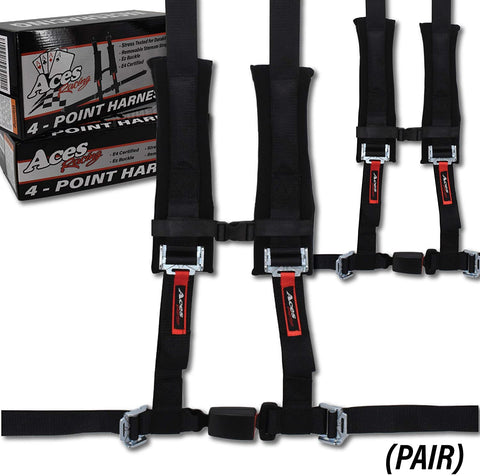 4 Point Harness with 2 Inch Padding (Ez Buckle Technology) (Black (Pair))
