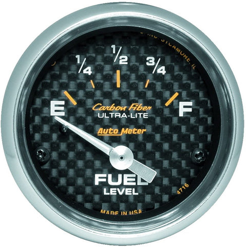 AUTO METER 4716 Carbon Fiber Electric Fuel Level Gauge