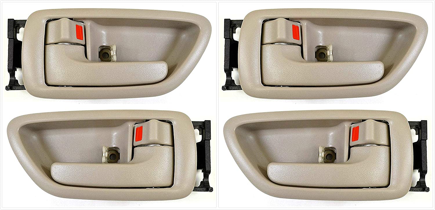 Eynpire 8088 Interior Inside Front/Rear Left Driver Side & Right Passenger Side Set of 4 Door Handle Beige For 2001-2007 Toyota Sequoia; 2004-2006 Toyota Tundra - Crew Cab ONLY