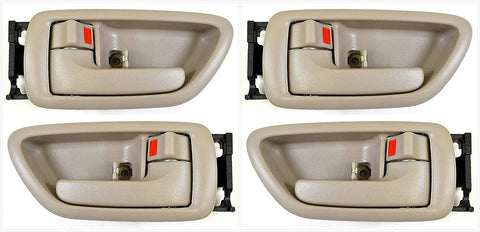 Eynpire 8088 Interior Inside Front/Rear Left Driver Side & Right Passenger Side Set of 4 Door Handle Beige For 2001-2007 Toyota Sequoia; 2004-2006 Toyota Tundra - Crew Cab ONLY
