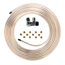 25 Ft. Roll of 1/4" Copper Nickel Brake Line Tubing w/Tube cutter & 12 fittings