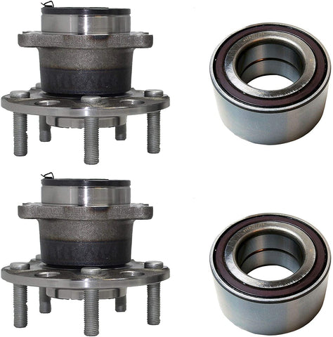 Detroit Axle - 4PC Front Wheel Bearing & Rear Wheel Hub Bearing Assembly w/ABS Replacement for 2007-2008 Dodge Caliber AWD w/ABS Disc Brakes - [2007-2010 Jeep Compass 4WD] - 2007-2010 Jeep Patriot 4WD