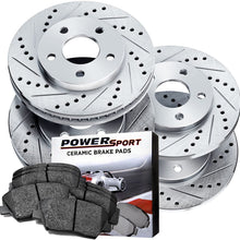 Power Sport Cross Drilled Slotted Brake Rotors and Ceramic Brake Pads Kit -80562 [Front & Rear]