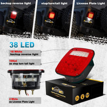 Partsam Pairs 38 LED Jeep Style Universal Tail Brake Turn Stop Licence Back up Reverse Lights Replacement for Jeep YJ TJ JK CJ Truck Trailer Boat RV,12V Stud Mounted Lamps Waterproof,Pack of 2