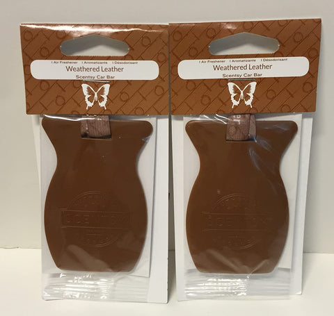 Scentsy 2pk Weathered Leather Car Bar Air Freshener