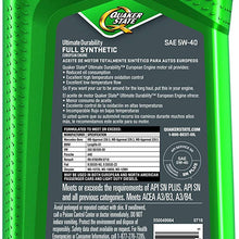 Quaker State 550049984-6PK Ultimate Durability European Full Synthetic 5W-40 Motor Oil (SN/CF A3/B4 229.5 502 00/505 00 LL-01 Porsche), 1 Quart, 6 Pack