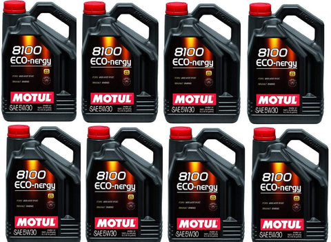 Motul 102898 Set of 8 8100 ECO-nergy 5W-30 Motor Oil 5-Liter Bottles