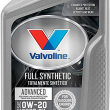 Valvoline Advanced Full Synthetic SAE 0W-20 Motor Oil 1 QT, Case of 6