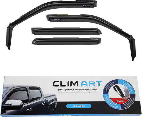 CLIM ART in-Channel Incredibly Durable Rain Guards for Ford F150 15-20 SuperCrew, Original Window Deflectors, Vent Deflector, Vent Window Visors, Dark Smoke Truck Accessories, 4 pcs - 615010