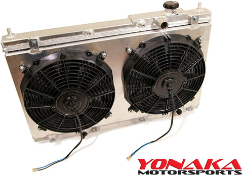 Yonaka Compatible with 2001-2005 Honda Civic (1.7L) Dual Core Lightweight Performance Aluminum Radiator w/Fans & Shroud Kit