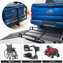 AA Products Hitch Mount Steel Cargo Carrier Basket with 49'' Folding Wheelchair Ramp, Fits 2'' Trailer Mounted Hitches