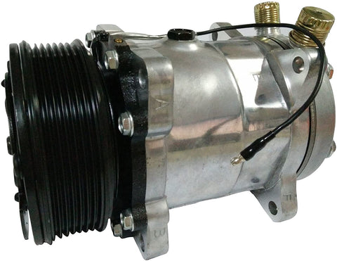ACTECmax Universal A/C Compressor with Black PV7 Clutch SD 508 Style 5H14 R134A Serpentine Belt