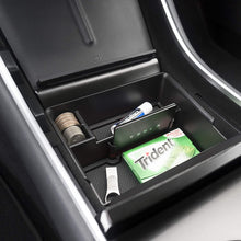 Custom Fit Center Console Organizer Tray with Deeper Pocket & Credit Card Holder for Tesla Model 3 2017 2018 2019 2020 3-pc Set (Solid Black)
