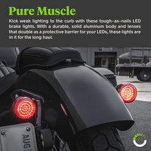 2" 1157 Red Harley Rear LED Turn Signal Tail Brake Light [Pair Set] [Black-Finish] [HALO] [Bullet Style] Turn Signals For Harley Davidson Sportster Street Glide Road King Softail Electra Heritage Dyna