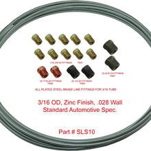 OEM Zinc Steel Brake Line Tubing Kit 3/16 OD Coil Roll & SAE Tube Nut Fittings (L-2-1 + L-3-2)