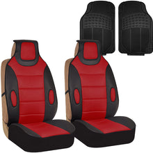 FH Group FB202102 + F11306 Leatherette Cushion Pads with 3D Air Mesh (Red) Front Set – Universal Fit for Cars Trucks & SUVs