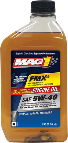 Mag 1 62836 FMX SAE 5W-40 Full Synthetic European Formula Engine Oil - 1 Quart Bottle
