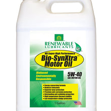 Renewable Lubricants Bio-SynXtra SAE 5W40 Heavy Duty Super High Performance Motor Oil, 1 Gallon Jug