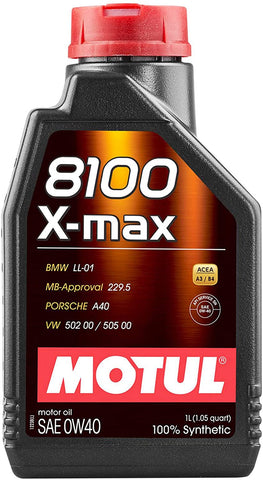 Motul 104531 8100 0W40 X-Max Synthetic Engine Oil-Porsche A40 1-Liter 33.81 Fluid_Ounces