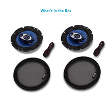 6.5" Three-Way Sound Speaker System - 180 W RMS/360W Power Handling w/ 4 Ohm Impedance and 3/4'' Piezo Tweeter for Car Component Stereo, Round Shaped Pro Full Range Triaxial Loud Audio - Pyle PL63BL