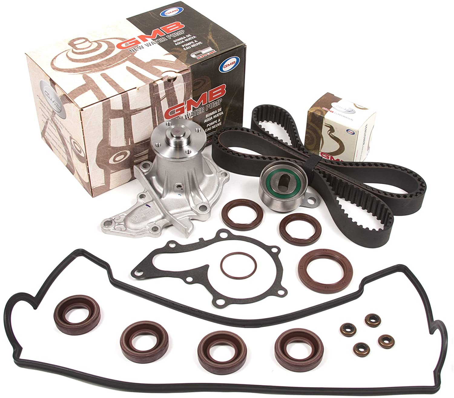 Evergreen TBK236VC Compatible With 93-97 Toyota Corolla Geo Prizm 4AFE 1.6L Timing Belt Kit Valve Cover Gasket GMB Water Pump