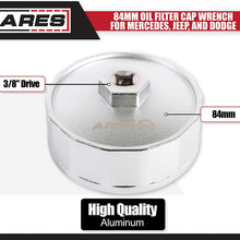 ARES 56041 – Adjustable 3-Jaw Oil Filter Wrench – 2 1/2-Inch to 4 Inch (63mm to 101mm) Capacity – Use with 3/8 or 1/2-Inch Drive Ratchets or 7/8-Inch Wrenches – Carbon Steel Construction
