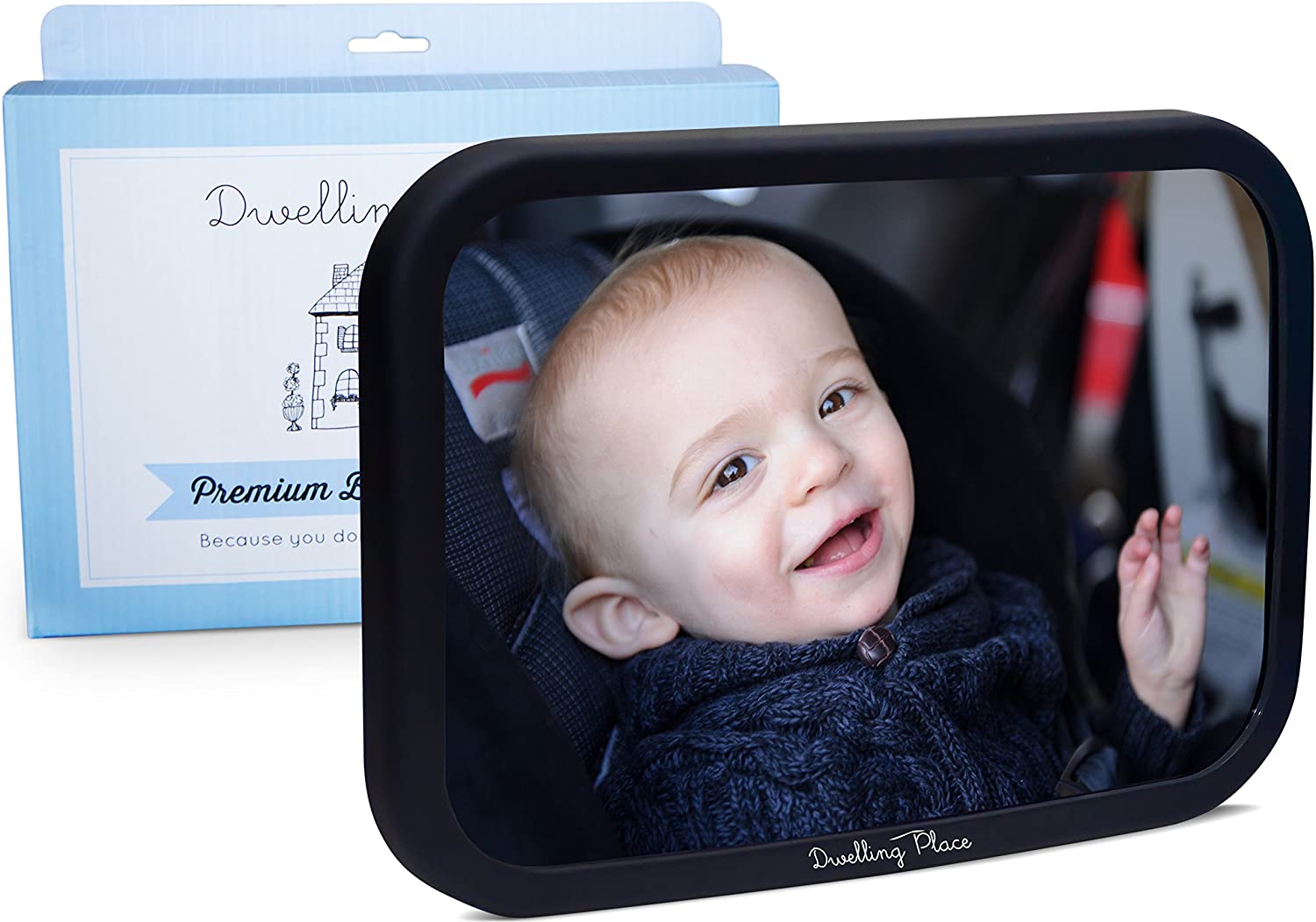 Baby Car Mirror for Rear Facing Car Seat - Shatterproof, Adjustable for Headrest