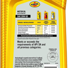Pennzoil (550035074-6PK) SAE 20W-50 Motor Oil - 1 Quart, (Pack of 6)