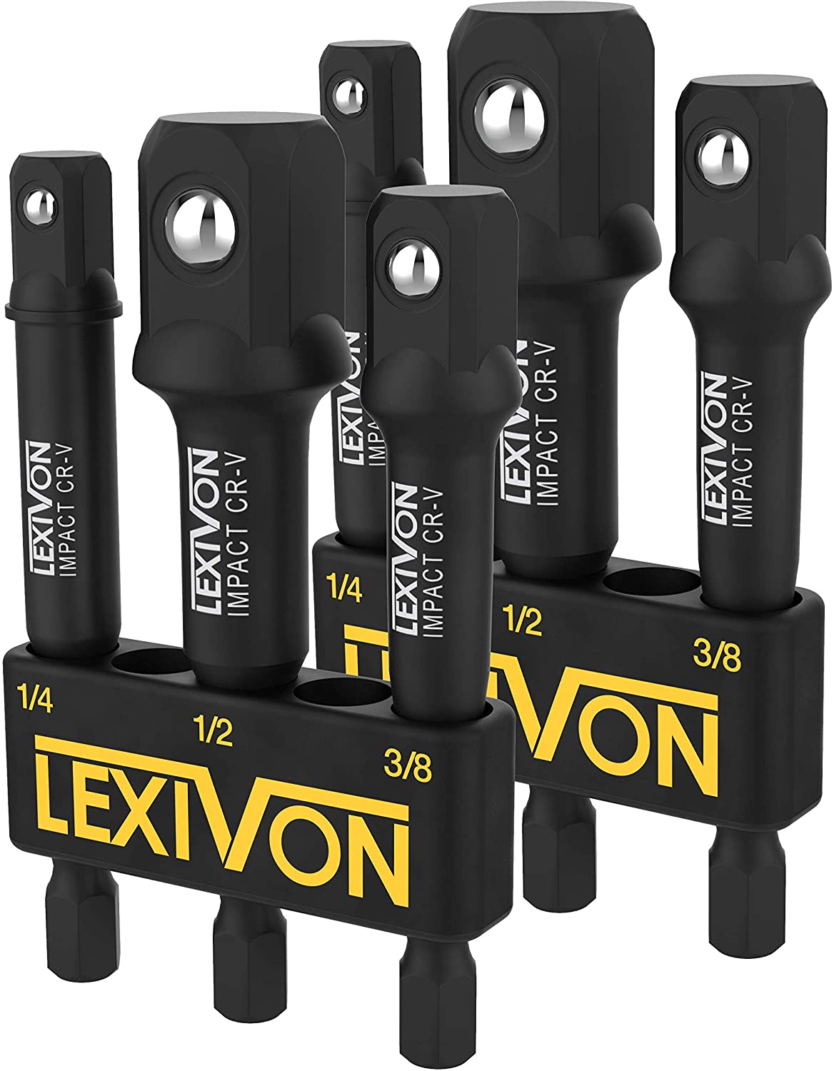 LEXIVON [2-Pack] Impact Grade Socket Adapter Set, 3