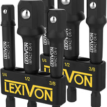 LEXIVON [2-Pack] Impact Grade Socket Adapter Set, 3" Extension Bit With Holder | 3-Piece 1/4", 3/8", and 1/2" Drive, Adapt Your Power Drill To High Torque Impact Wrench (LX-101X2)
