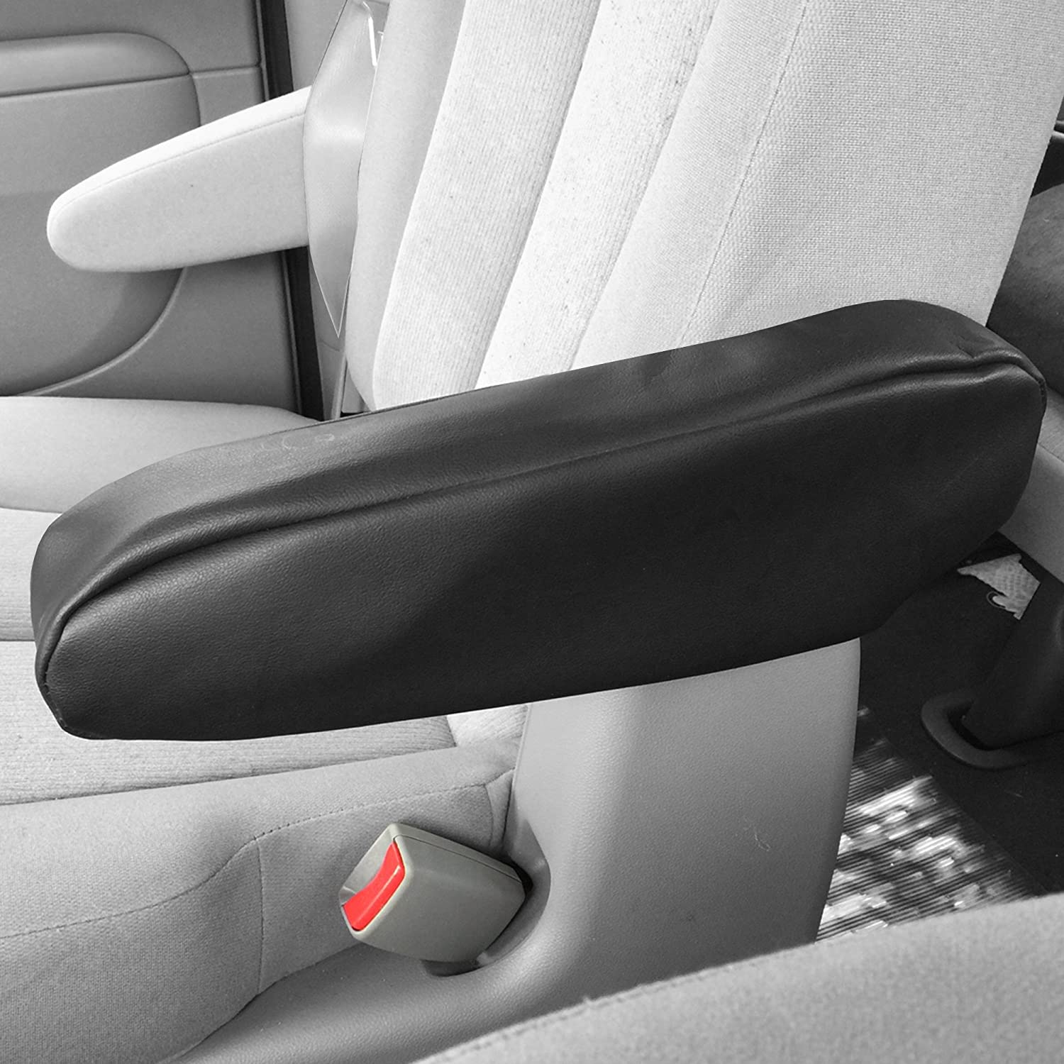 FH Group FH1052BLACK Armrest Cover Semi-Universal (Premium Faux Leather Black - One Pair Set of 2 )