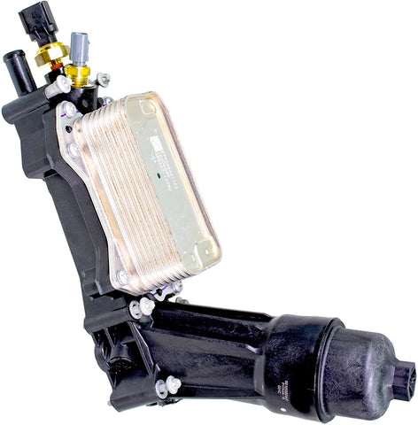 APDTY 133940 Engine Oil Filter Cooler Housing Assembly Complete Kit Includes Temp Sensors, Bypass Valve, Spring, Filter & Gaskets Fits All 2014-2017 Dodge Chrysler Jeep Models with 3.6L V6 Engine