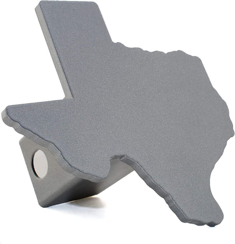 AMG Auto Emblems Premium State of Texas (Texas Shaped) Solid Metal Heavy Duty Silver Hitch Cover