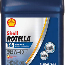 Shell Rotella T6 Full Synthetic 5W-40 Diesel Engine Oil (2.5-Gallon, Single Pack)