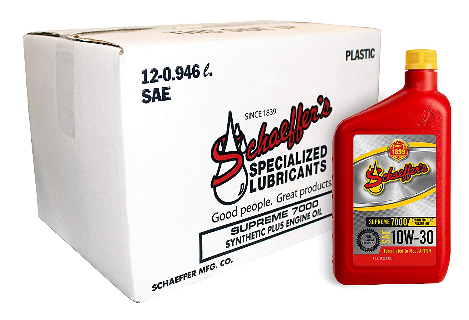 Schaeffer Manufacturing Co. 0703-012 Supreme 7000 Synthetic Plus Engine Oil 10W-30, 1 quart (case of 12)