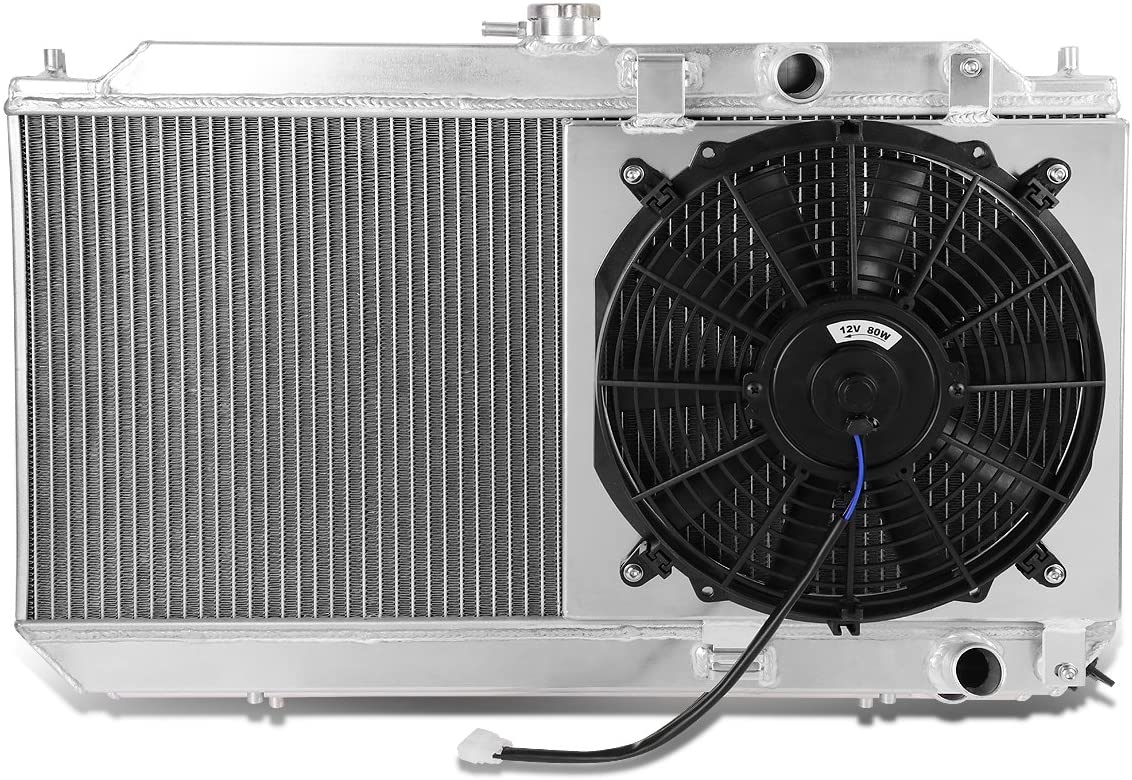 DNA Motoring RA+FS-AI90-MT-2 2-Row Radiator with Fan Shroud