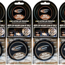 Aroma Chips Real Leather Scent (4 Pack) The Original Car Coaster Air Freshener Long Lasting Fragrance, Odor Removing …