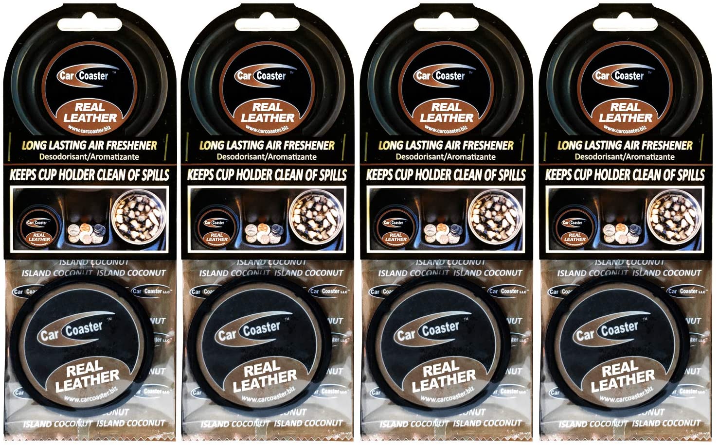 Aroma Chips Real Leather Scent (4 Pack) The Original Car Coaster Air Freshener Long Lasting Fragrance, Odor Removing …
