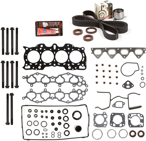 Evergreen HSHBTBK4011 Head Gasket Set Head Bolts Timing Belt Kit Fits 90-01 Acura Integra 1.8 B18A1 B18B1