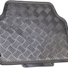BDK Universal Fit 4-Piece Set Metallic Design Car Floor Mat - Heavy Duty All Weather with Rubber Backing (Carbon)