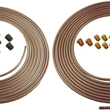 Copper Nickel Brake Line Tubing Kit 3/16 and 1/4 25 Ft Coil Rolls With Fittings (L-5-4 + L-5-5 + L-3-2 + L-3-2)