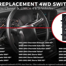 4WD 4x4 Switch - Replaces 19168767, 15709327, 901-062 - Fits Chevy Silverado 1500, 2500HD Suburban, Avalanche, GMC Sierra 1500, 2500, Yukon - 4 Wheel Drive Selector - Year Models 1999-2002