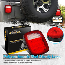 Partsam 2x Universal 16 LED Stop Tail Turn Signal Backup Reverse Brake Clearance Marker Lights Lamps Red/White Replacement for Jeep YJ JK CJ Truck Trailer Waterproof 12V